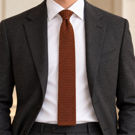 Cravate tricot couleur chêne