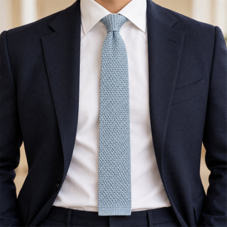 Cravate bleue tricot