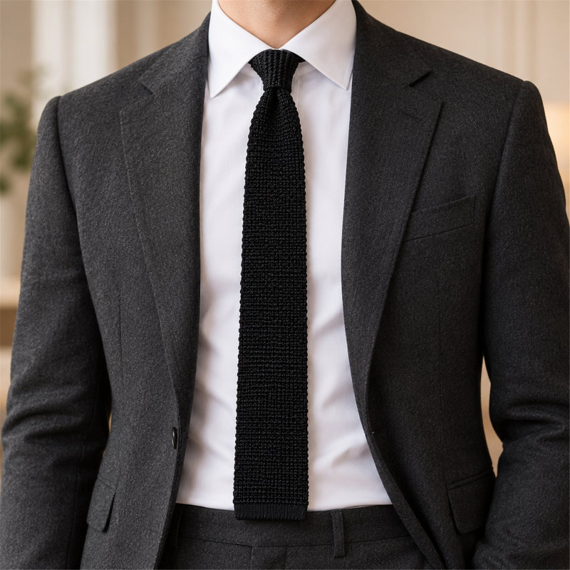 Cravate tricot, noire
