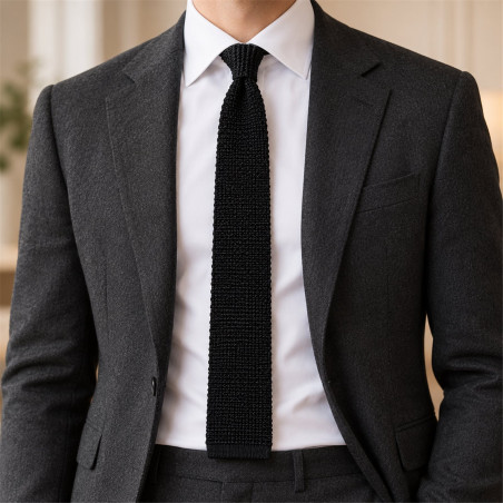Cravate tricot, noire