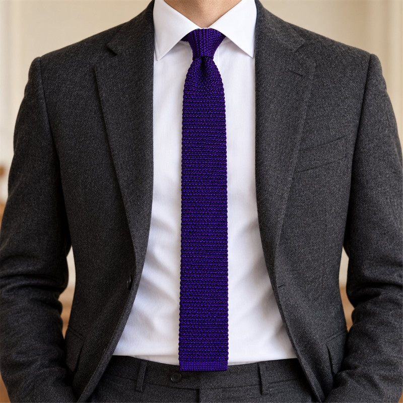 Cravate tricot violet mure