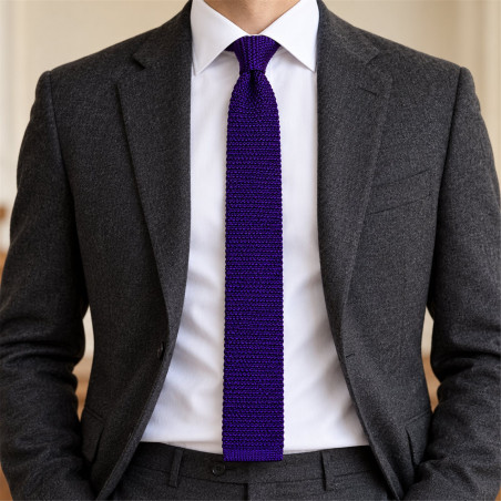 Cravate tricot violet mure