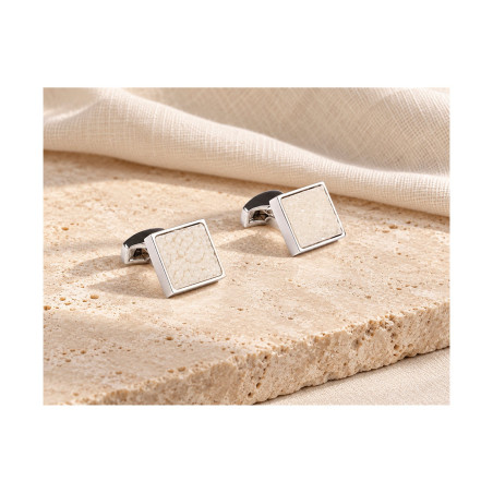Boutons de manchettes Galuchat Blanc