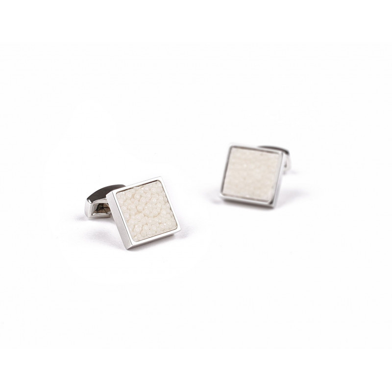 Boutons de manchettes Galuchat Blanc