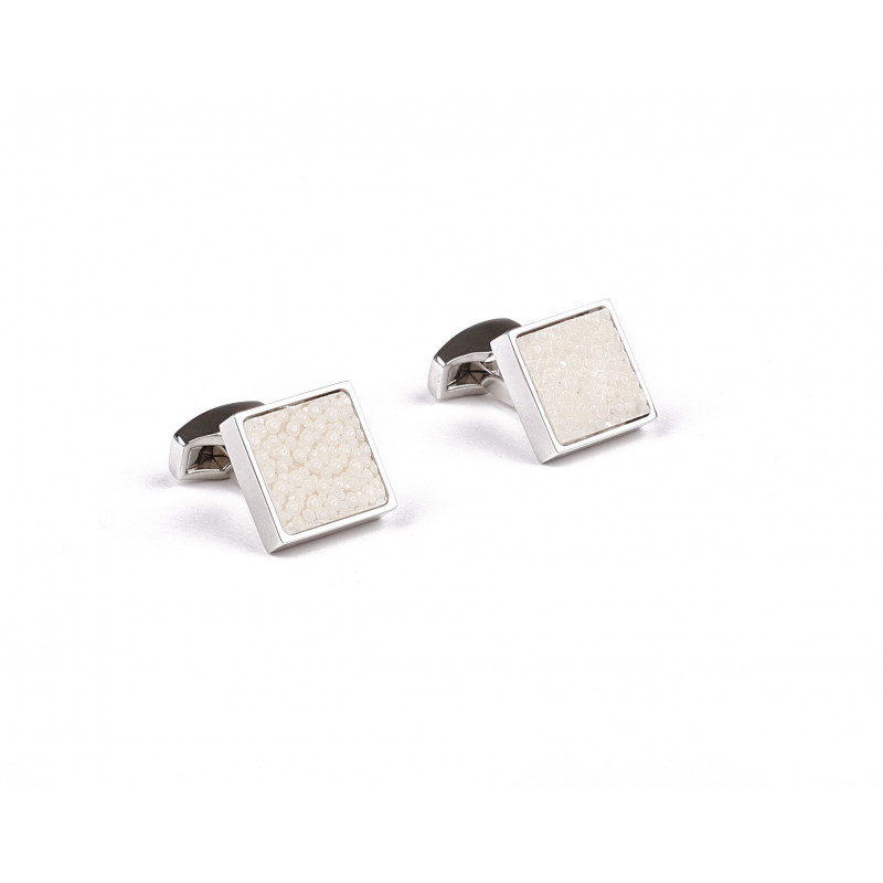 Boutons de manchettes Galuchat Blanc