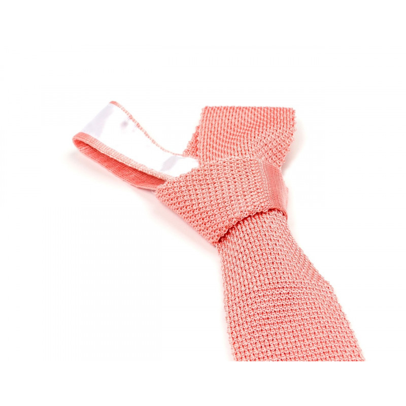 Cravate tricot de soie couleur saumon, vue 2