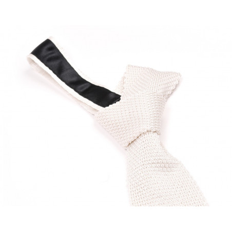 Cravate tricot blanc héron, vue 2