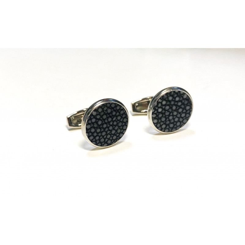 Bouton de manchettes galuchat noir