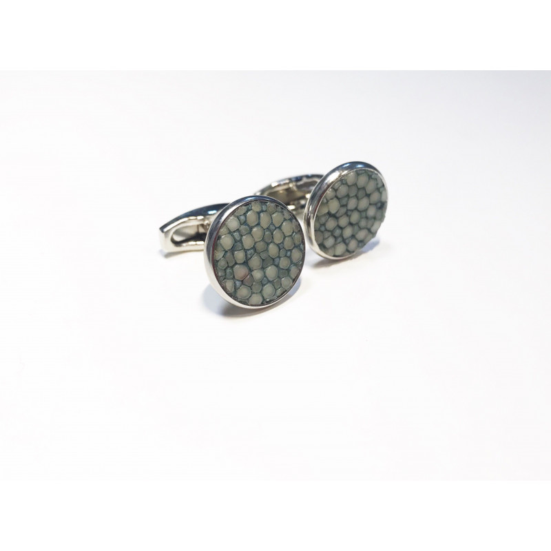 Boutons de manchettes Galuchat bleu