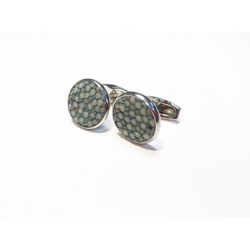 Boutons de manchettes Galuchat bleu