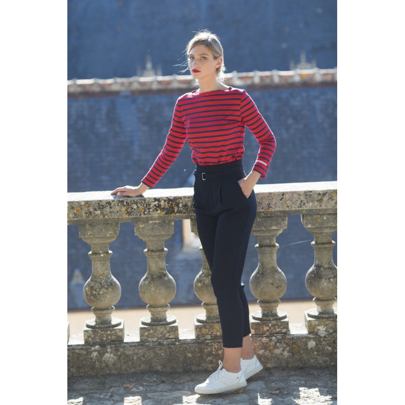 Marinière rouge marine (femme)